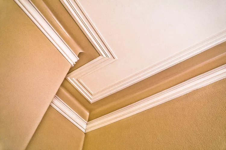 Ceiling corners & wall edges — common spider web and egg sac locations